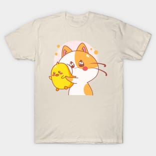 Cute Cat Little Duck Kawaii Cartoon Animals T-Shirt